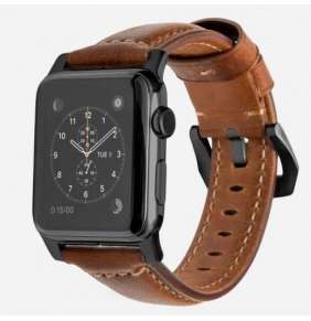Nomad kožený remienok pre Apple Watch 42/44/45 mm - Traditional Brown/Black Hardware