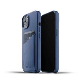 Mujjo kryt Full Leather Wallet Case pre iPhone 13 - Monaco Blue