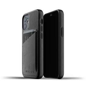 Mujjo kryt Full Leather Wallet Case pre iPhone 12 mini - Black