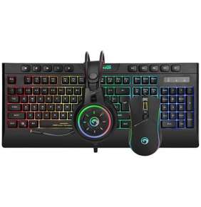 Marvo CM305, RGB sada klávesnice s hernou myšou a slúchadlami, CZ/SK, herná, membránová typ drôtová (USB), čierna, RGB