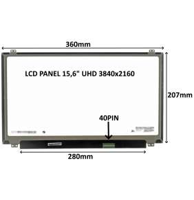 LCD PANEL 15,6" UHD 3840x2160 40PIN MATNÝ IPS / ÚCHYTY NAHOŘE A DOLE