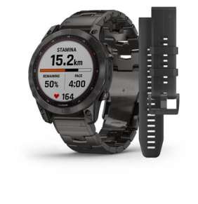 GARMIN chytré sportovní GPS hodinky fenix 7 PRO Sapphire Solar, Grey DLC Titanium / Grey DLC Titanium Band a Black Sil.