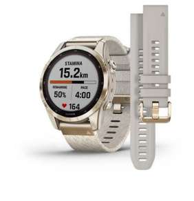 GARMIN chytré sportovní GPS hodinky fenix 7S PRO Sapphire Solar, Cream Gold Titanium / Cream Nylon Band a Sand Sil. Band
