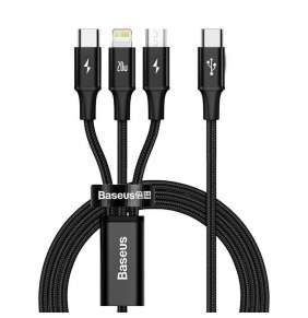 Baseus Rapid Series nabíjecí / datový kabel 3v1 Type-C/ (Micro USB + Lightning  PD 20W + USB-C) 1.5m černá
