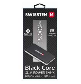 Swissten Black Core Slim Power Bank 15000 Mah Usb-C Input