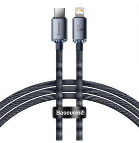 Baseus Crystal Shine Series nabíjecí,  datový kabel USB-C  Lightning 20W 1,2m, černá