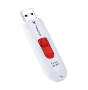 Transcend 64GB JetFlash 590W, USB 2.0 flash disk, bílo/červený
