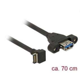 Delock Kabel USB 3.1 Gen 2 key A 20 pin samec   USB 3.1 Gen 2 Typ-A samice montáž na panel 70 cm
