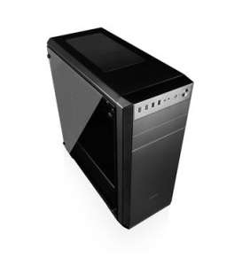 Modecom PC skříň OBERON PRO GLASS BLACK MIDI, 2x USB 3.0, 2x USB 2.0, audio HD, černá, skleněný boční panel, bez zdroje