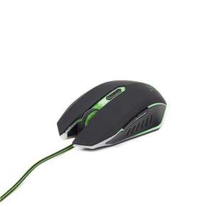 myš GEMBIRD optická herná, čierno-zelená, 2400 DPI, USB 2.0
