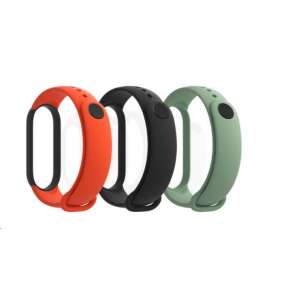 RhinoTech řemínky pro Xiaomi Mi Band 5  (3-pack černá, oranžová, zelená)