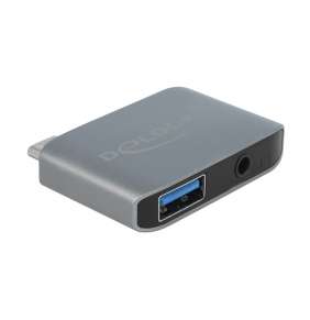 Delock Audio adaptér USB Type-C™ samec - Stereo Jack samice 3,5 mm + USB 3.0 A samice