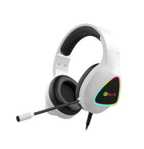 C-TECH herní sluchátka s mikrofonem Midas (GHS-17W), casual gaming, RGB podsvícení,3,5mm jack+USB(pods.) bílá