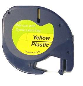 Xerox kompatibilní páska s DYMO 59423, 12mm x 4m, černý tisk / žlutý podklad, LetraTag, plastová - ALLPRINT