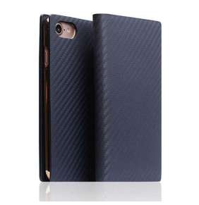 SLG Design puzdro D+ Italian Carbon Leather Diary pre iPhone 7/8/SE 2020 - Navy