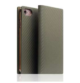 SLG Design puzdro D+ Italian Carbon Leather Diary pre iPhone 7/8/SE 2020 - Khaki