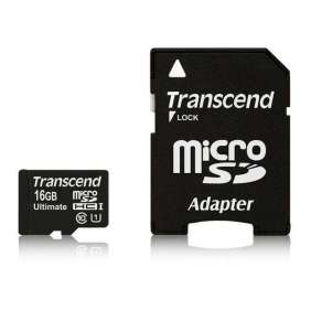 Karta TRANSCEND MicroSDHC 16GB Ultimate, Class 10 UHS-I 600x, MLC + adaptér
