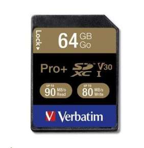 Karta VERBATIM SDXC 64GB PRO+ Class 10, UHS-1 (R:90/W:80 MB/s)