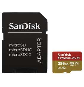 Karta SanDisk micro SDXC 256 GB Extreme PLUS (200 MB/s Class 10, UHS-I U3 V30) + adaptér