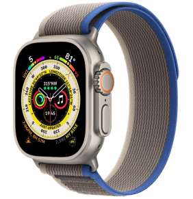 Apple Watch Ultra GPS + Cellular, 49mm Titanium Case with Blue/Gray Trail Loop - M/L