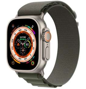 Apple Watch Ultra GPS + Cellular, 49mm Titanium Case with Green Alpine Loop - Small