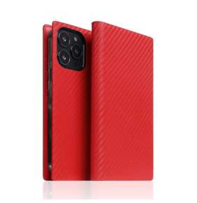 SLG Design puzdro D+ Italian Carbon Leather Diary pre iPhone 14 Pro - Red
