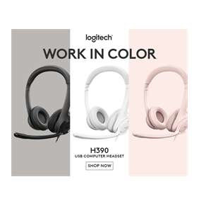 Logitech H390 - USB stereo headset - biele